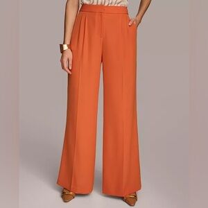 DONNA KARAN NEW YORK WIDE-LEG PLEAT PANTS